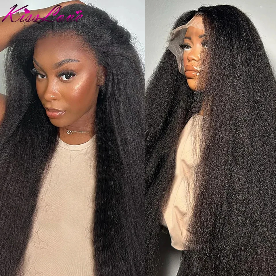 4C Edges Curly Baby Hair Lace Wig Transparent 13x4 Kinky Straight Lace Front Wig Pre Plucked Yaki Brazilian13x6 Lace Frontal Wig