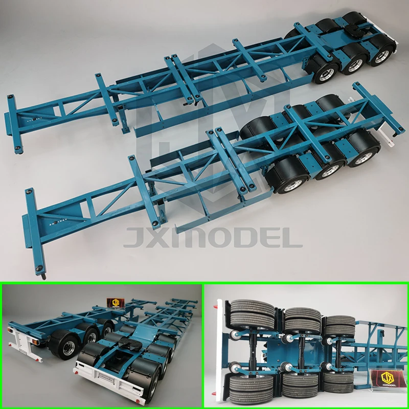 

JXMODEL Double Semi-trailer for 1/14 Tamiya RC Truck Trailer Tipper Scania 770S MAN Benz Actros 3363 Volvo Car Diy Parts