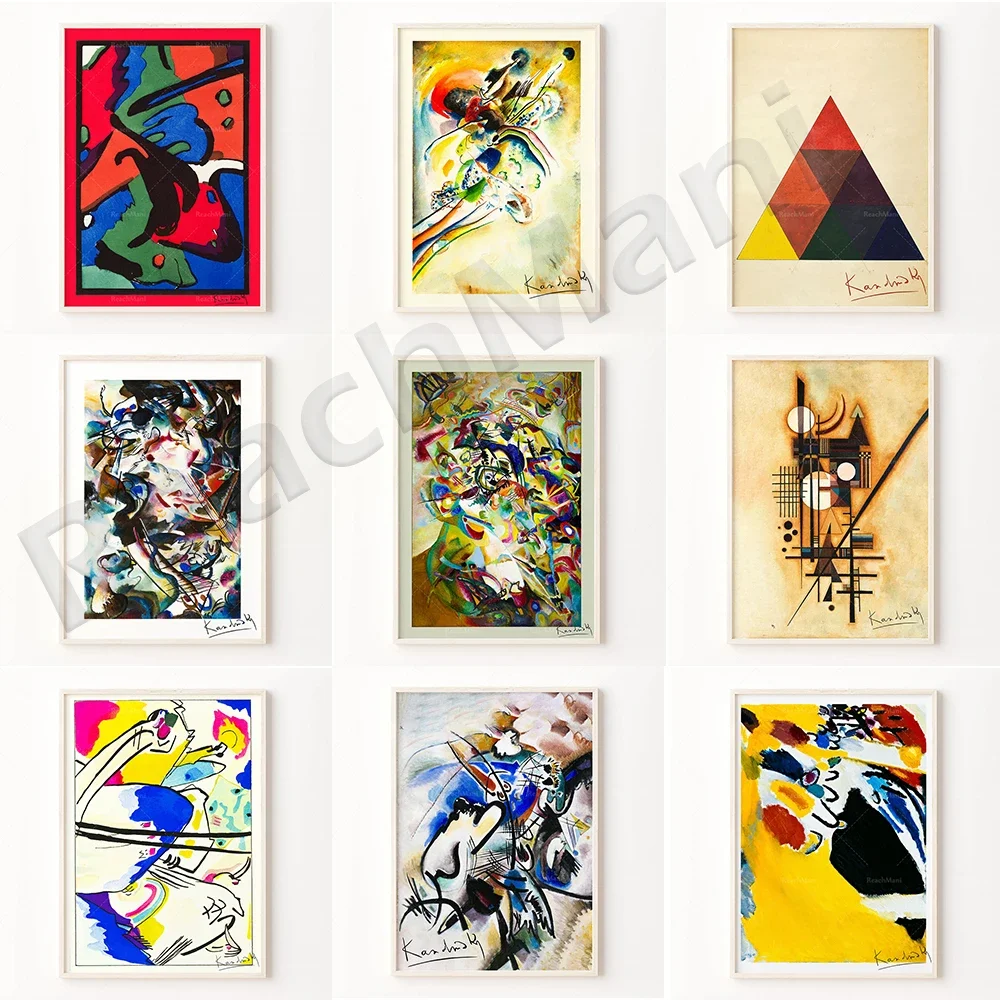 

Wassily Kandinsky exhibition poster, oil painting, Wassily vintage abstract art print, bedroom wall decoration