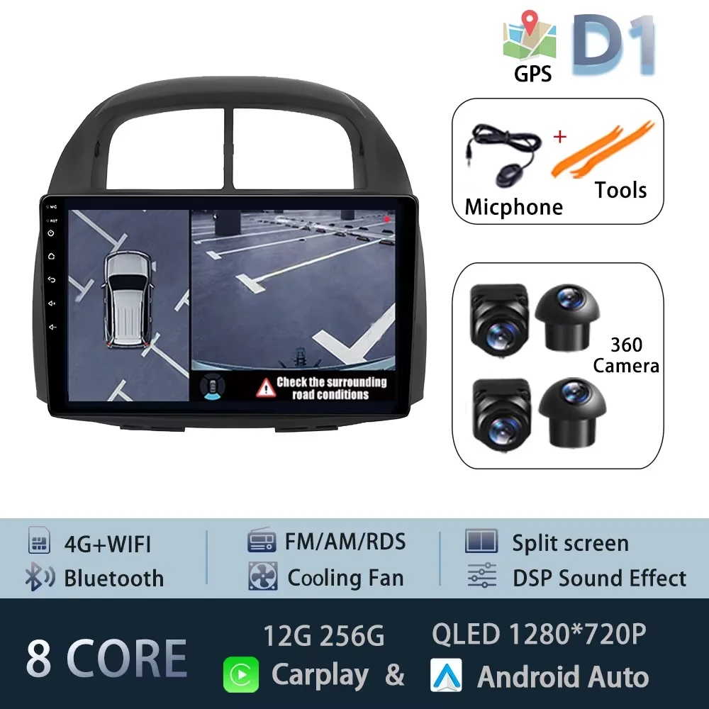 10.1 "Autoradio Android 15 Voor Toyota Passo Myvi Daihatsu Sirion 2006-2011 CarPlay Auto BT Multimedia GPS 360 °   Hoofdeenheid