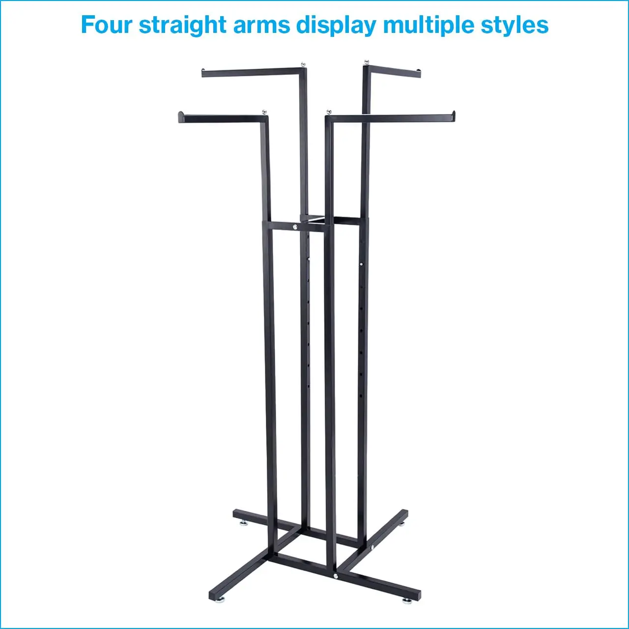#4 Way Clothing Display Rack with Straight Arms (Black), Customized
