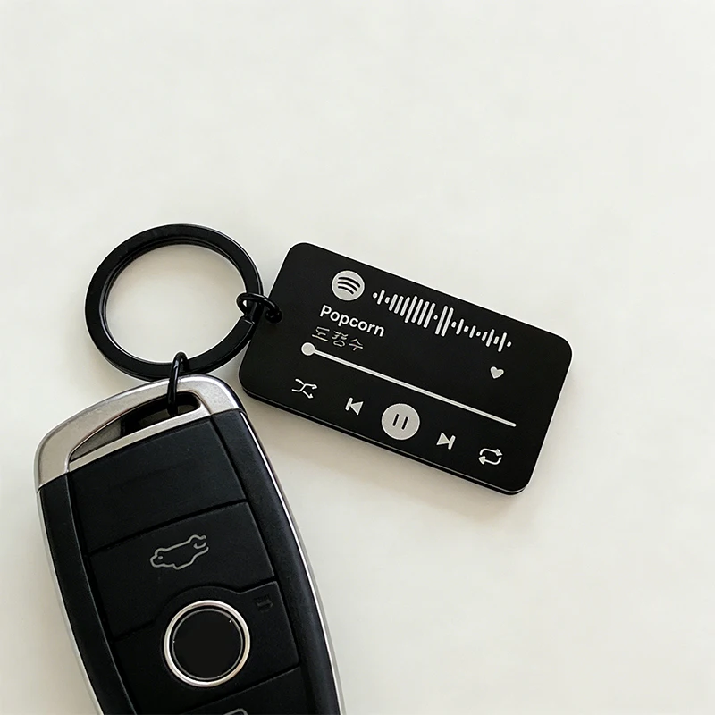 Chaveiro personalizado com código de música Spotify, chaveiro preto de aço inoxidável sem desbotamento, bênçãos de cantor de música, chaveiro personalizado, presente