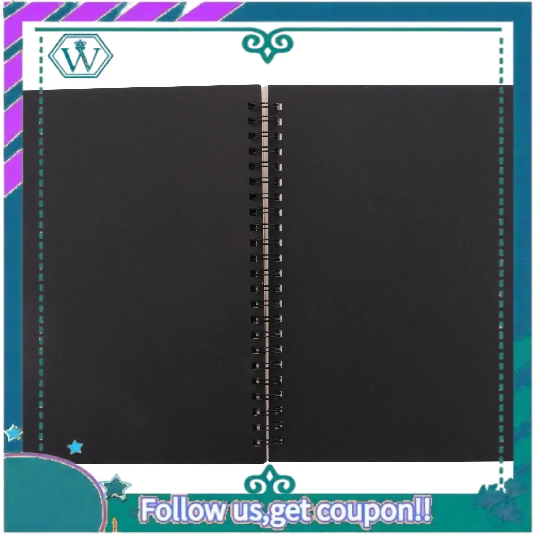 A75Q-5Pcs A5 Black Spiral Notebook Blank Sketchbook Unruled Journal Pack Thick Blank Paper 50 Sheet 100 Unlined Pages