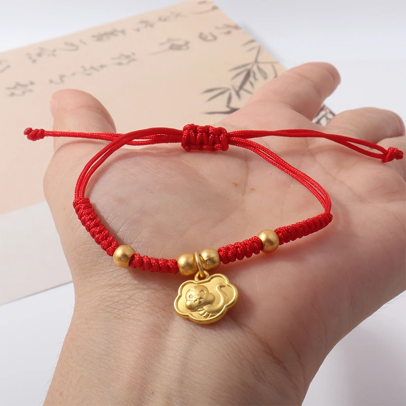 2025 Snake Year Lucky Red Rope Bracelet Chinese Style Zodiac Snake Braided Hand Chain Women Fashion Jewelry Xmas New Year Gift