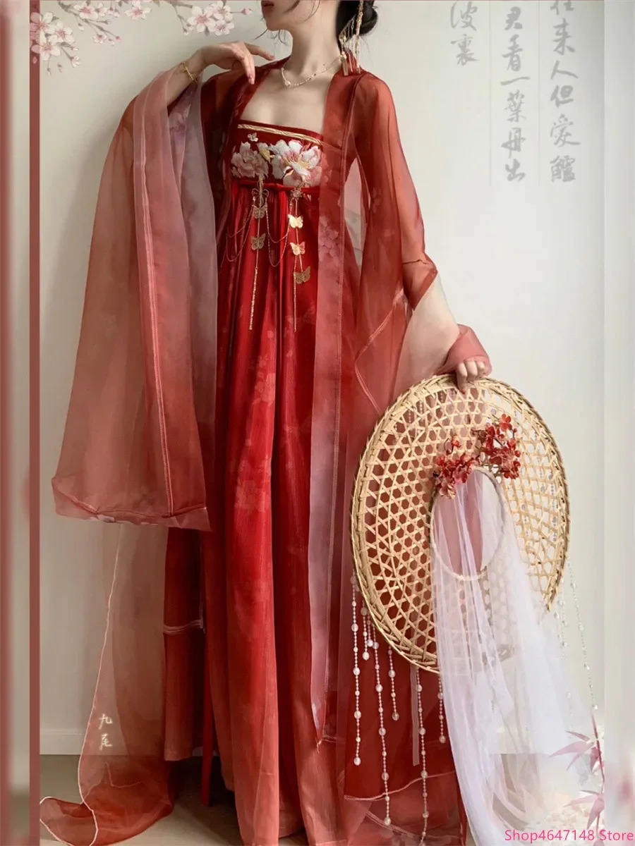 

2026 Red color Traditional Chinese Clothing Han Dynasty Hanfu Women Chinese Ancient Clothes Carnival Cosplay Costumes Women