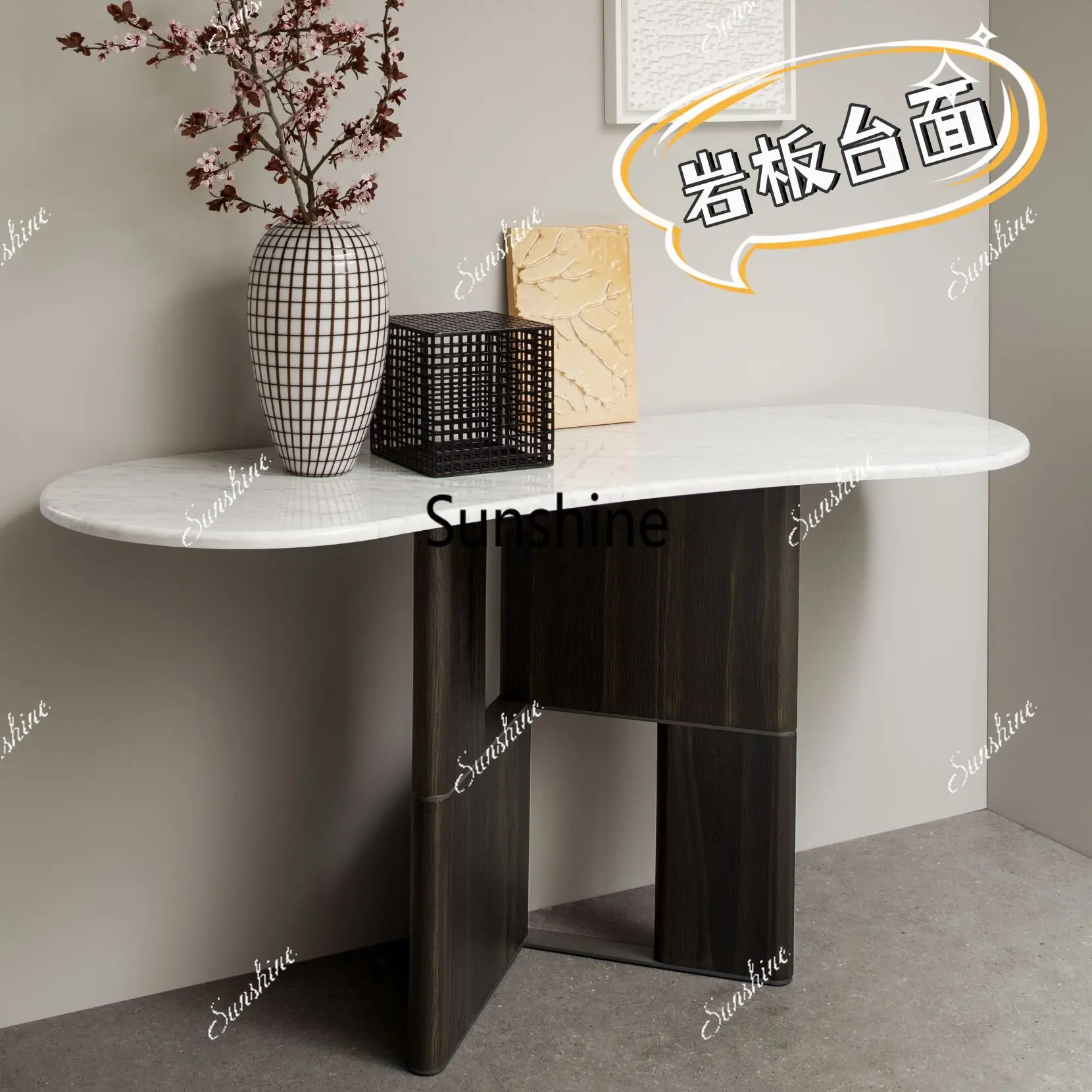 

Wabi Sand Wind Paint Entrance Cabinet Creative Slate Entrance Desk