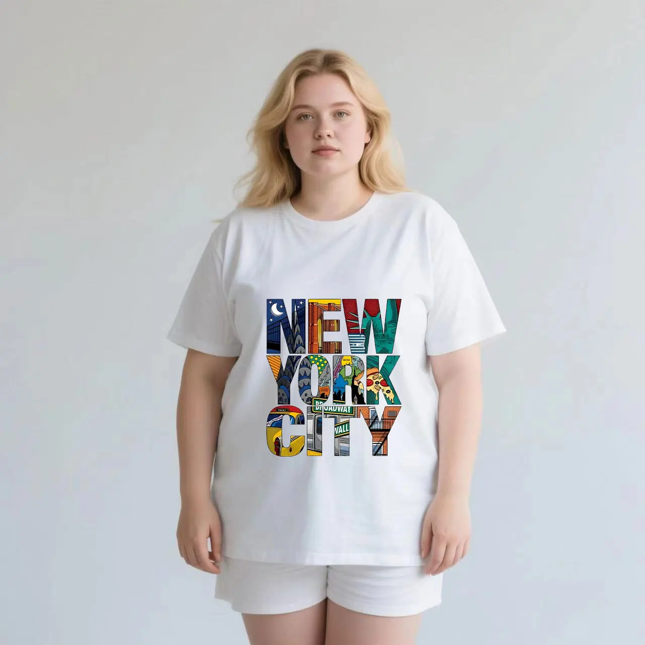 

Exquisite details for commuting and leisure wear plus size Ladies' casual short sleeved T-shirt white