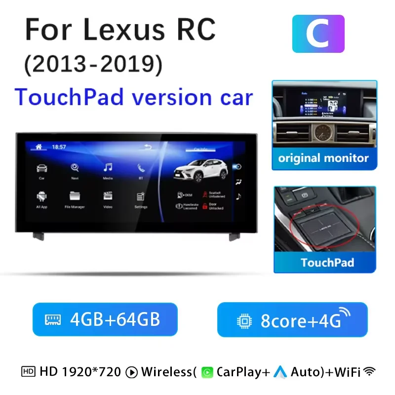 Android 14 draadloze CarPlay autoradio voor Lexus IS RC 200 250 300 350 200t 300h 2014-2021 multimediaspeler navigatie GPS stereo autoradio