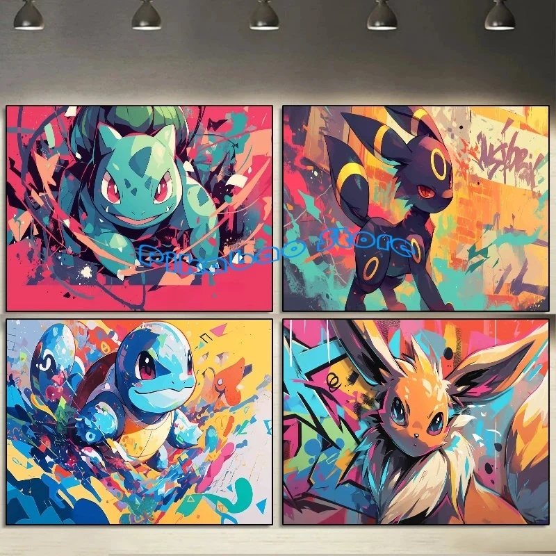 Graffiti Watercolour Art Pokemon Poster Prints Playroom Canvas Paintings Wall Picture Living Room Kids Bedroom Home Decor