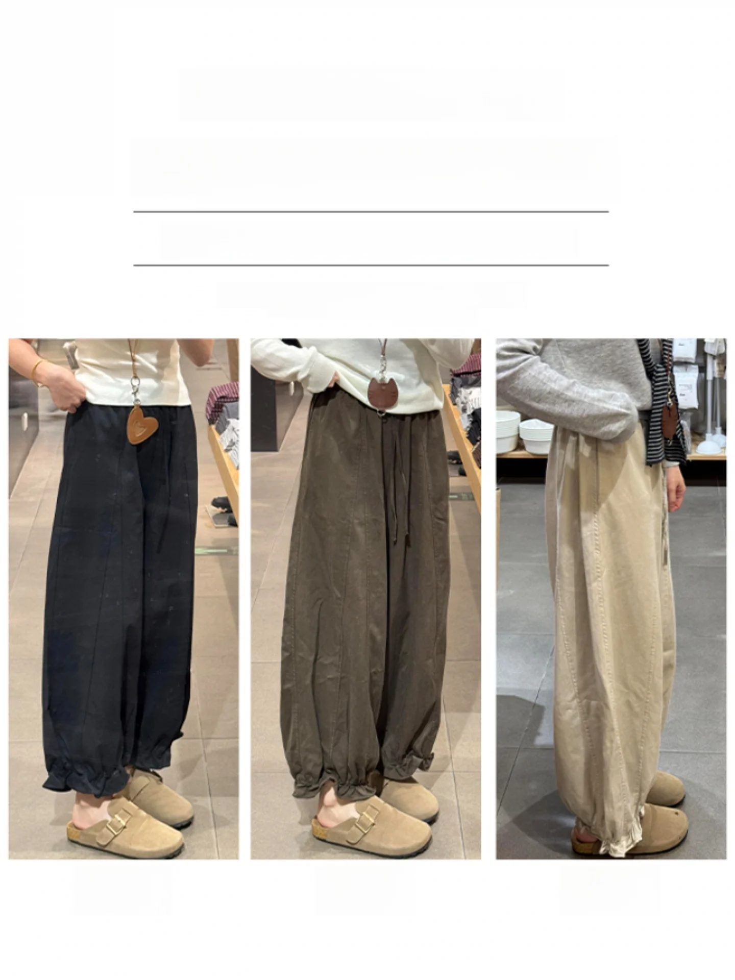 Spring Summer Thin Wide Leg Lantern Flower Bud Pants Women's Loose Fitting Balloon Pants High Waist Casual Trousers