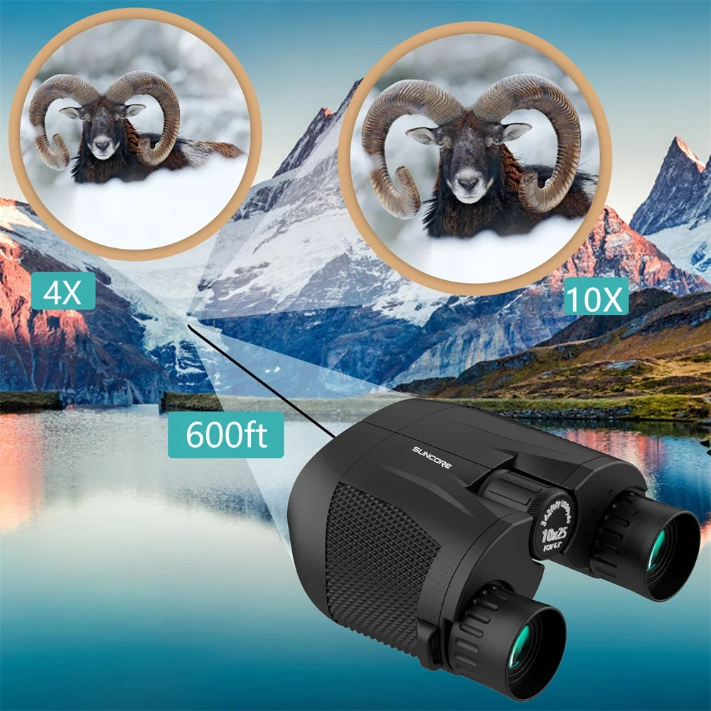 Suncore HX10X25 Portable Mini HD Telescopes BAK4 Prism Lens Waterproof Folding Binoculars for Hunting Camping Bird Watching