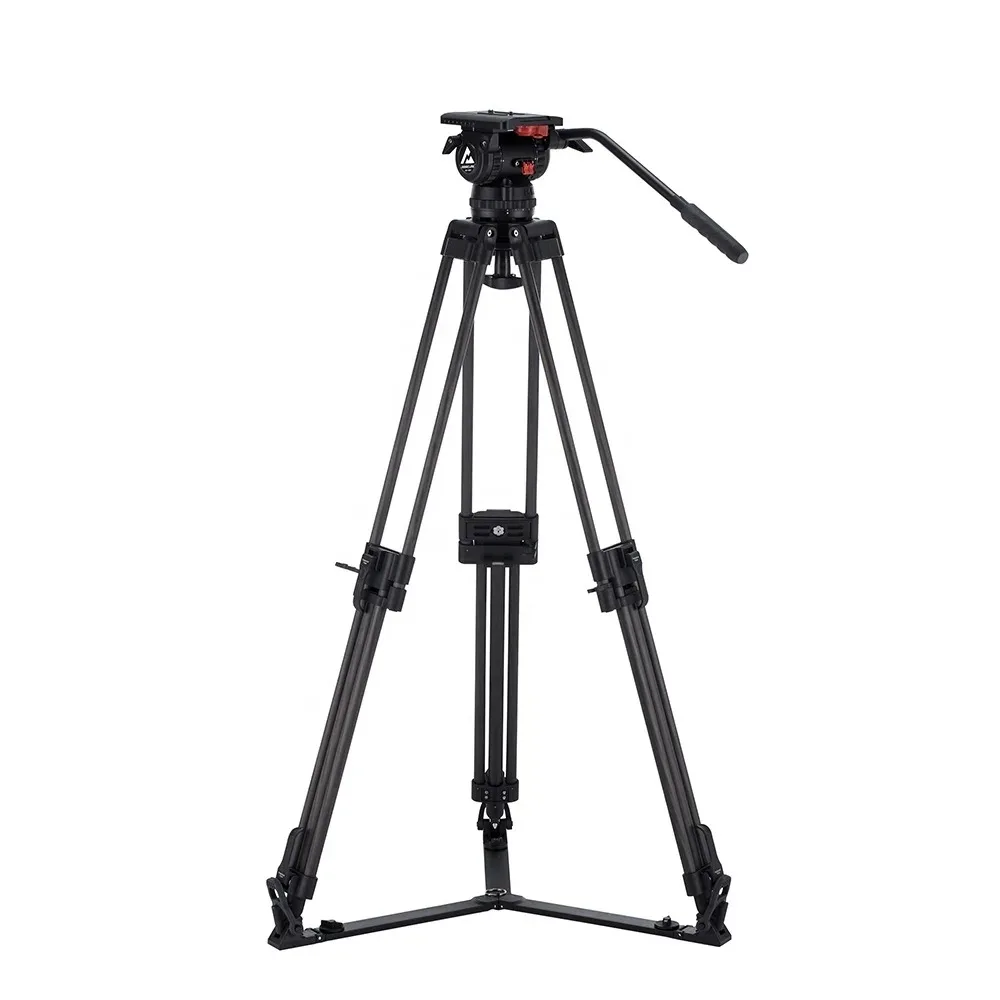 Broadcast Heavy Duty Carbon Fiber Video Camera Tripod System with EFP Fluid Head 100mm Bowl 25 kg Payload