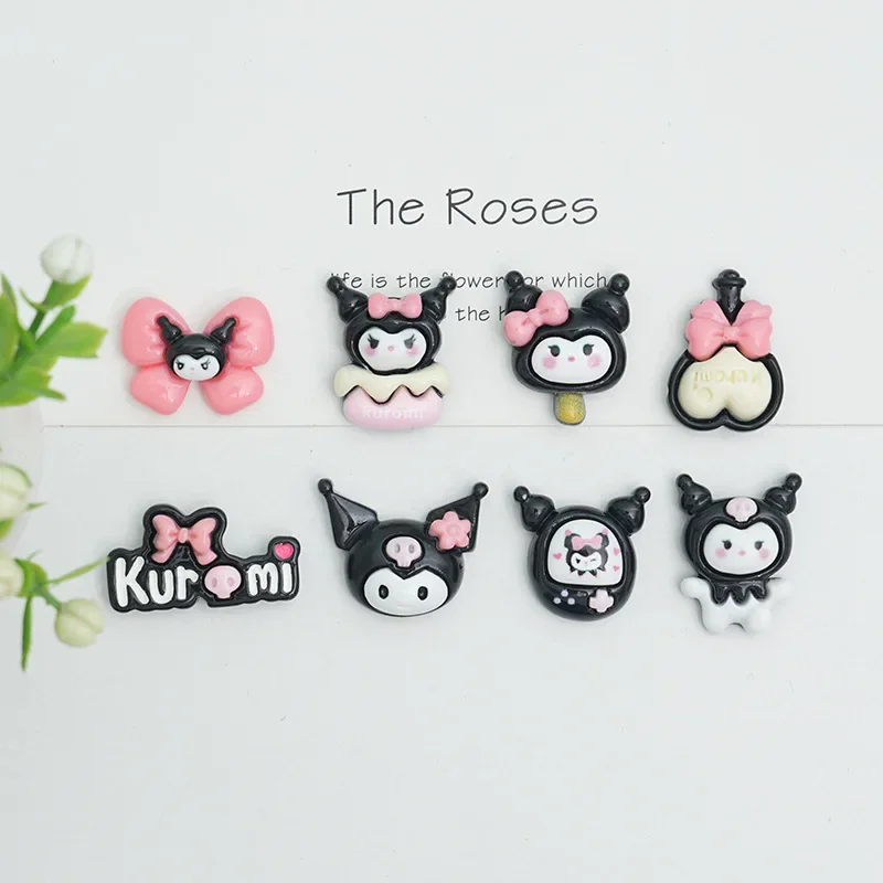 5pcs miniso Kulomi resin accessories DIY phone case cream glue accessories hair rope hair clip material cartoon resin flatback