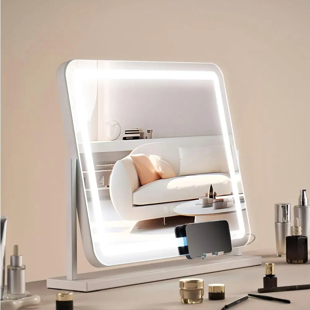 

Lighted Makeup Mirror 3 Color Vanity USB Port Magnification 21.7x17.7in