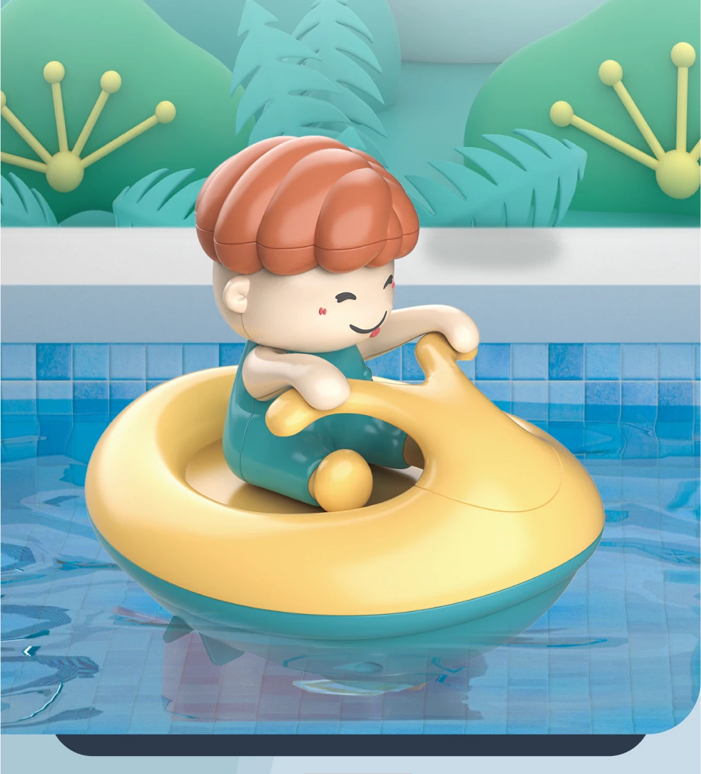 Bath Time Fun: Surfing Dolphin & Yacht Wind-Up Bath Toys - Interactive Water Play for Beach and Tub, Ideal for Ages 3+