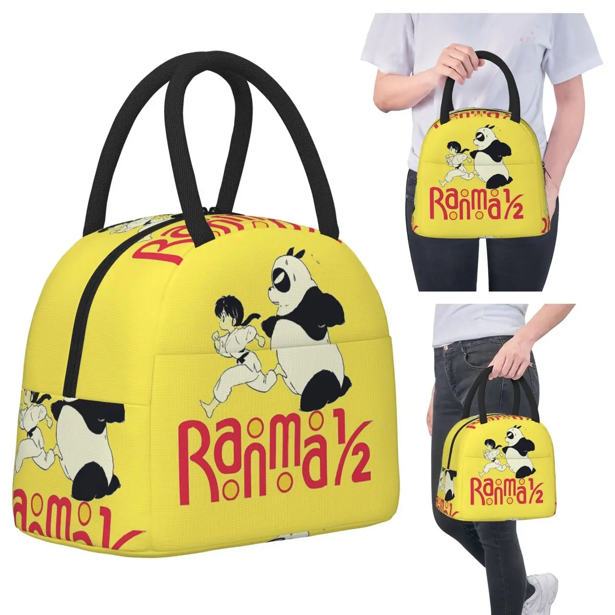 

Ranma Saotome Pig Girls Lunch Bags Insulated Bento Box Portable Lunch Tote Resuable Picnic Bags Cooler Bag for Woman Girl