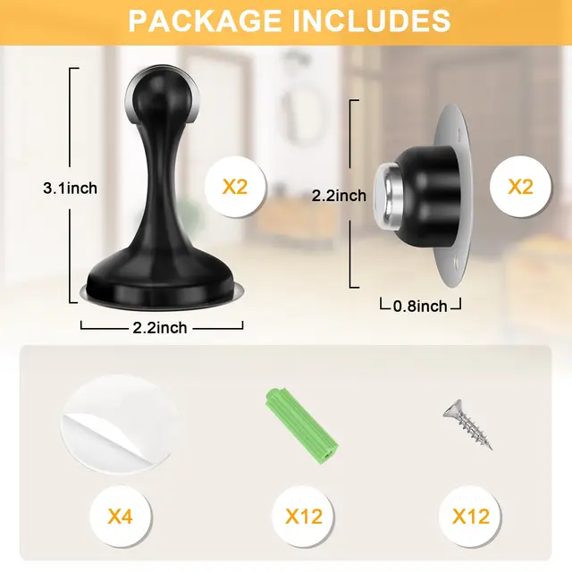 Magnetic Door Stoppers 1Pack, Stainless Steel Door Stops for Wall and Floor Mounting, Door Holder Keep Door Open, No Drilli 2