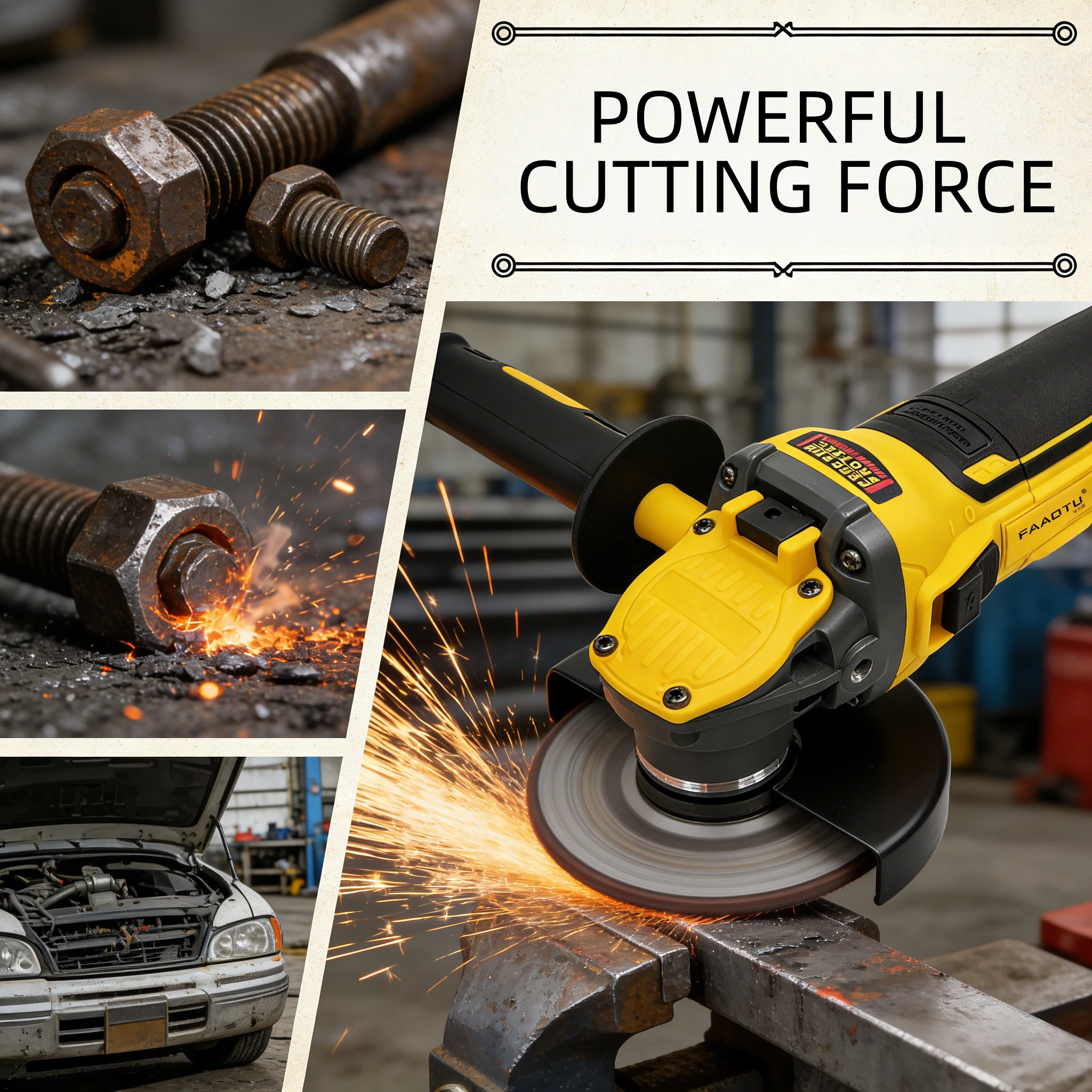 

FAAOTU DCG409 20V Cordless Brushless Angle Grinder - Portable Cutting & Polishing Tool Compatible with DW Battery