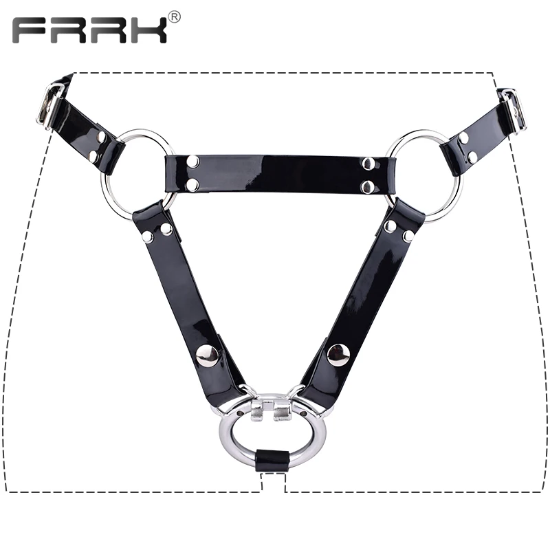 FRRK PU-02 Belt with K-03 Penis Rings for FRRK Built-in Lock Chastity Cage