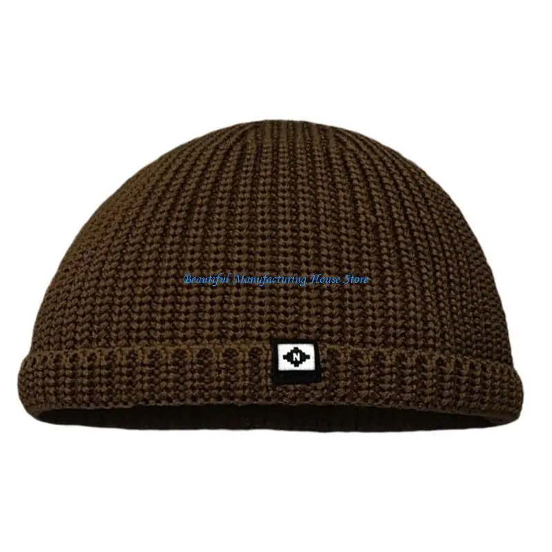 E56A Fashion Knitted Hip Hop Skull Hat Unisex Trawler Caps Knit Hat Ribbed Weaving Detail for Trending Appeal