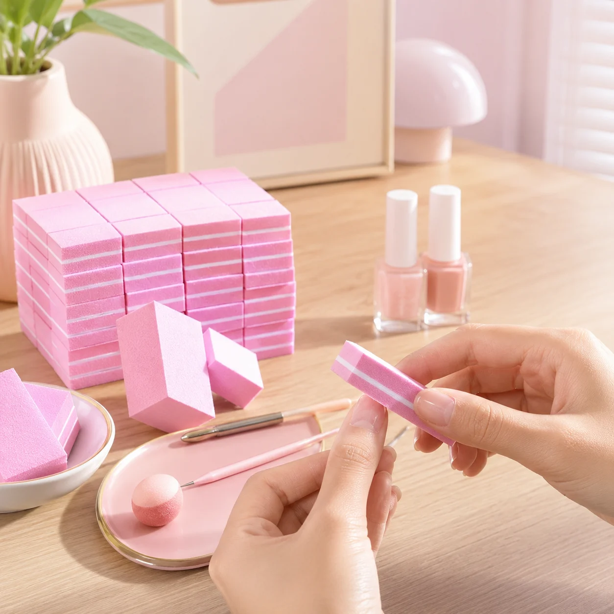 50pcs Mini Nail Buffer Sponge,Double-Sided Polishing File,Wear-Resistant,Suitable for Professional Nail And Home Use,For Toenail