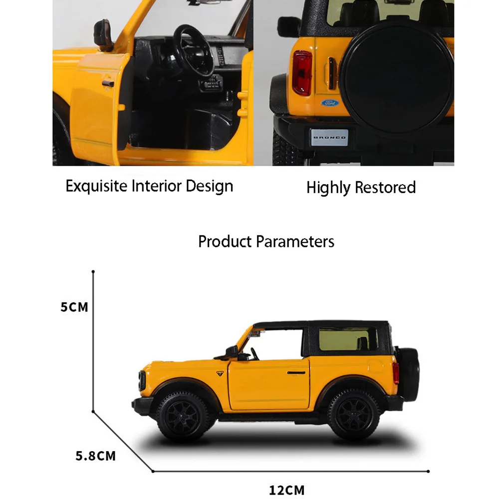 1:36 Ford Bronco Modellautos Porsche 911 Revuelto Legierungsdruckgussauto Spielzeug mit 2 Türen geöffnet Zurückziehfunktion Fahrzeuge für Kinder