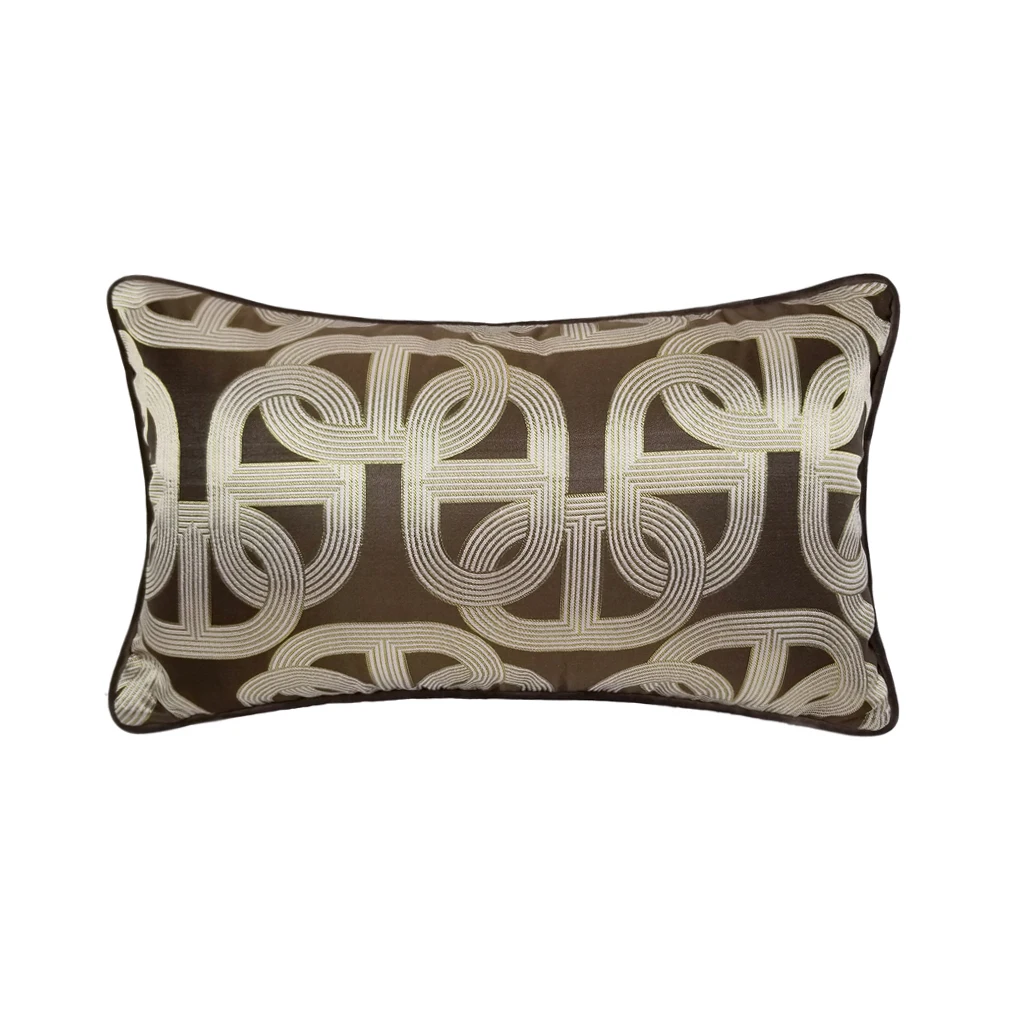 Fashion Modern Geometric Chain Brown Yellow Chain Sofa Chair Designer Home Cushion Cover Decorative Pillow Case 12x20\