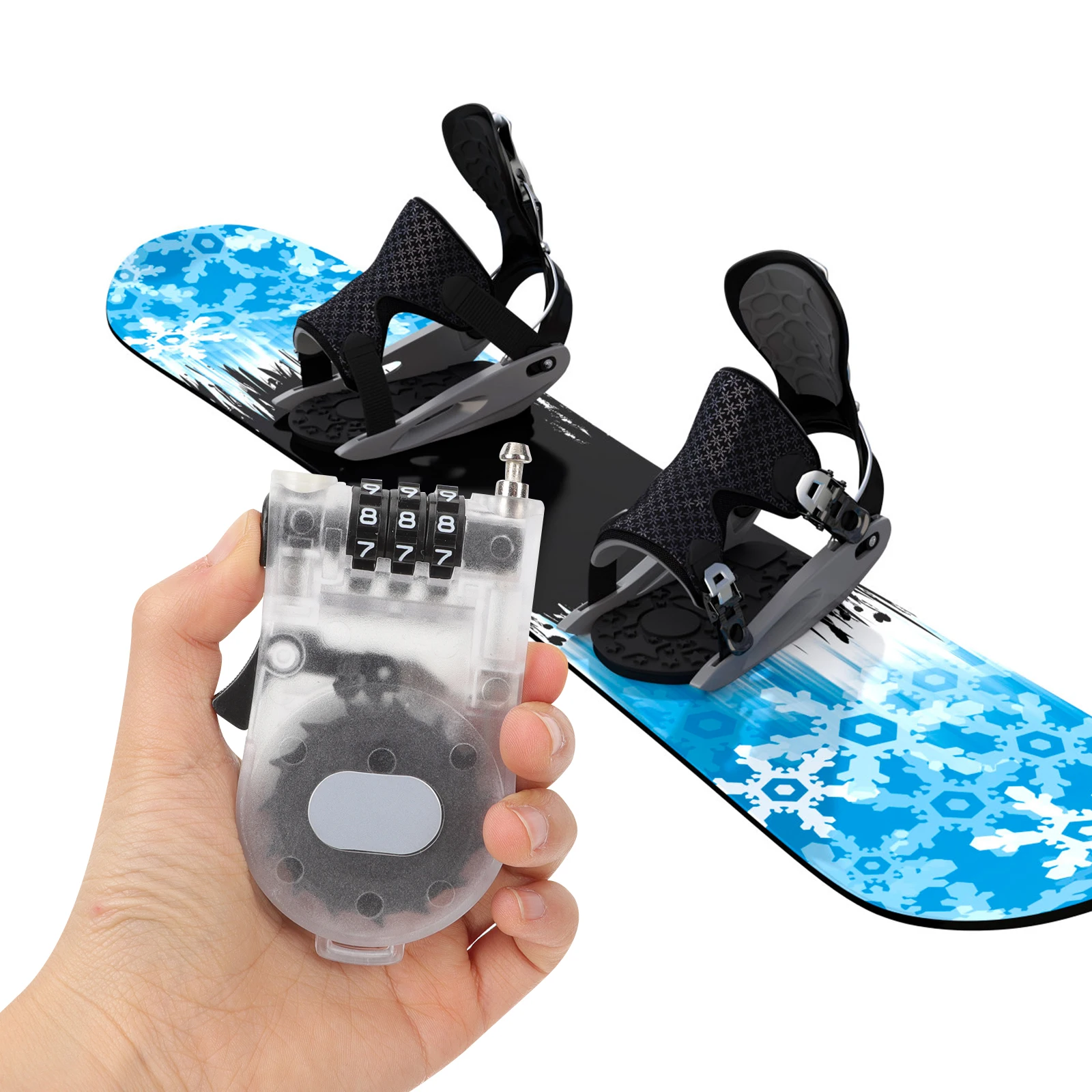 

Snowboard Security Lock Lightweight Steel Cable Lock for Bike Scooter 3 Password White Small Anti Theft snowboarding gear