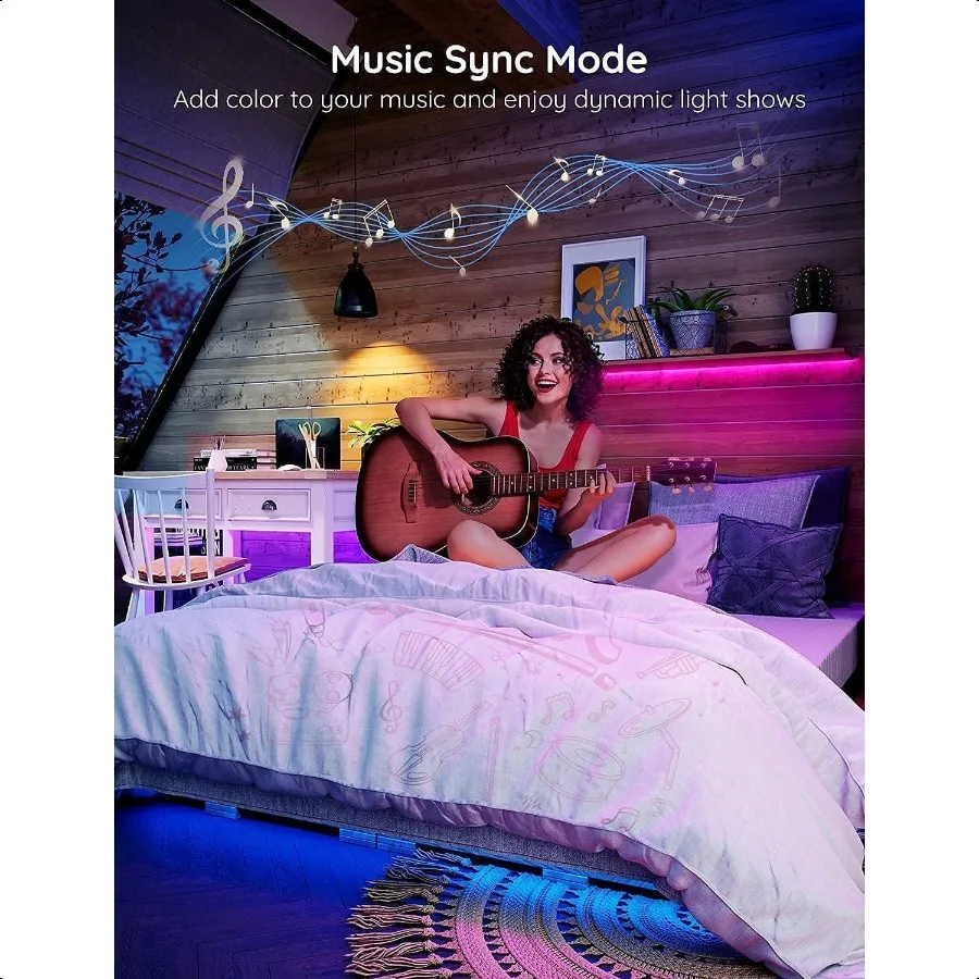 Smart LED Strip Lights for Bedroom 32.8ft WiFi LED Light Strip Work with Alexa Google Assistant 16 Million Colors with App Cont