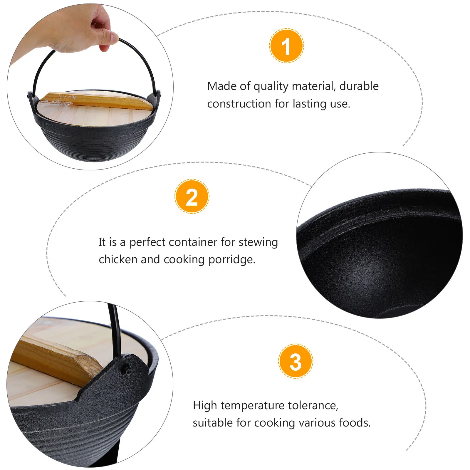 

1 set Cast Iron Sukiyaki Pot Multifunctional Non-Stick Camping Cookware For Stew Porridge Cooking Portable Outdoor Hiking Picnic