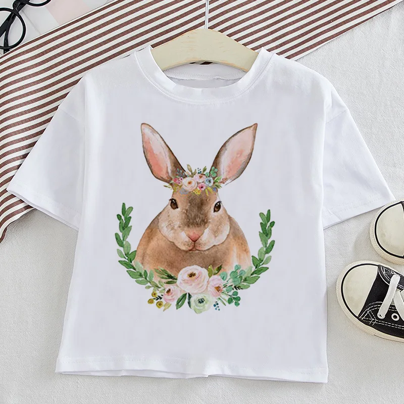 

Small Elephant Small Animal Cartoon Printed Round Neck Children Medium and Small Children White Casual Summer T-shirt Short