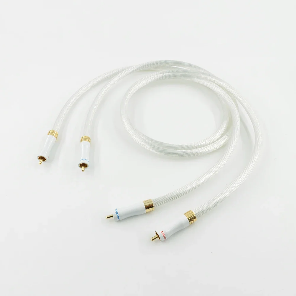 คุณภาพสูง 1 คู่ 5N Silver Plated OCC สาย RCA Analog สาย RCA สาย Silver Plated