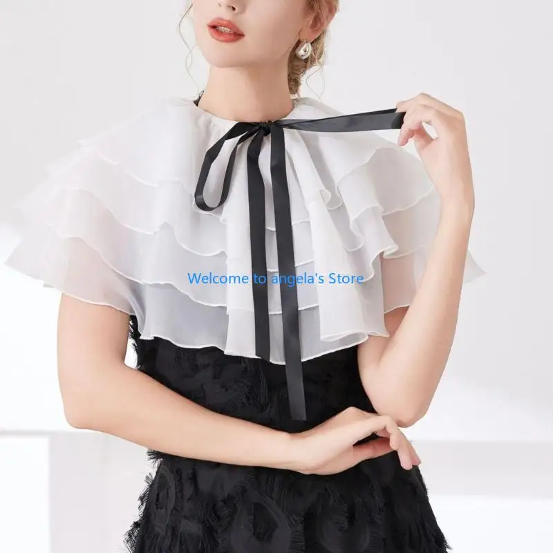 x4ycレイヤードボウノットフェイクカラーショルダーカバーオフィス女性のための多目的装飾カラーネックピースカジュアルフォーマルイベント