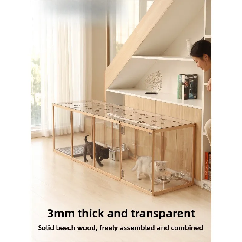 Dog fence, indoor pet with top acrylic dog cat cage, household capped isolation cat fence