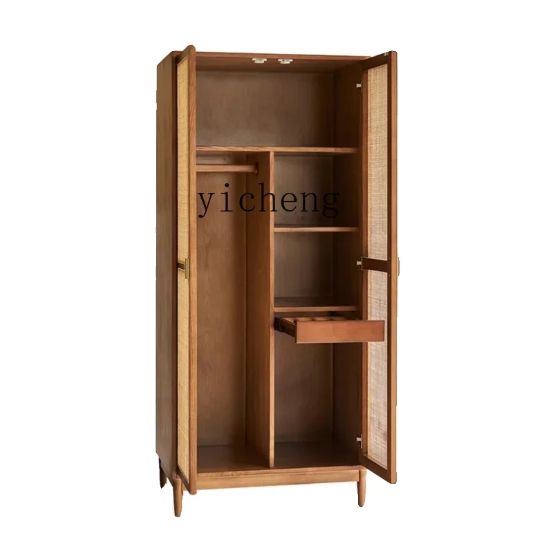 

Vintage Solid Wood Wardrobe Bed & Breakfast Rattan Storage Bedroom Free Combination Wardrobe