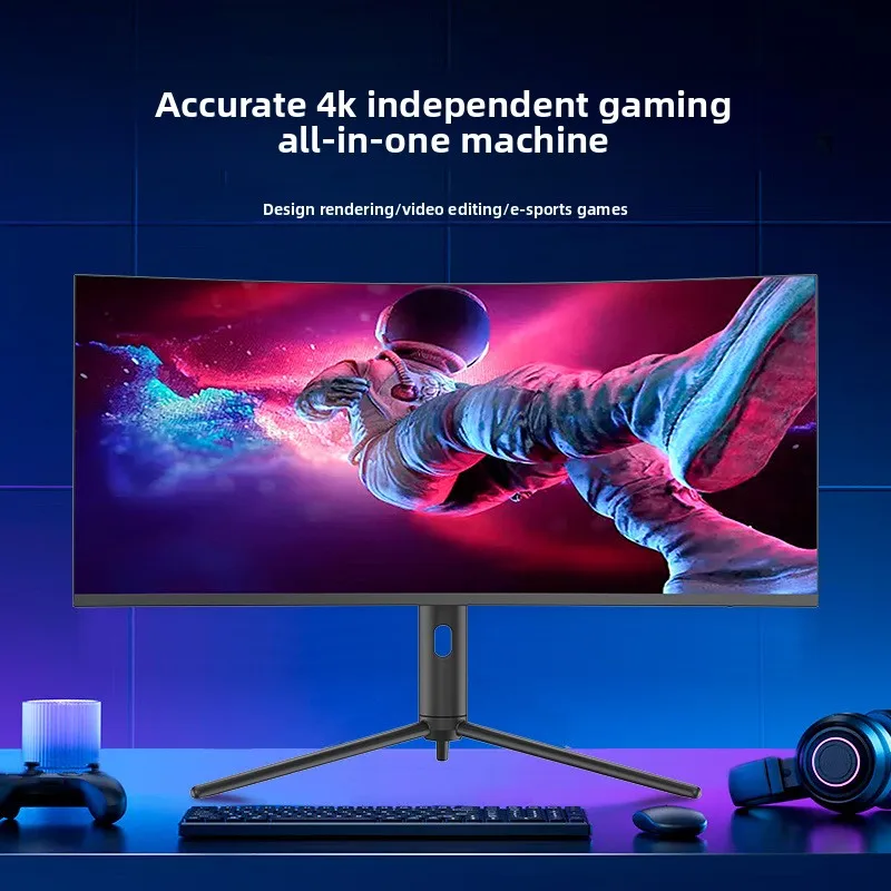 

Curved all-in-one computer, 4K home office, live game, independent display lifting computer