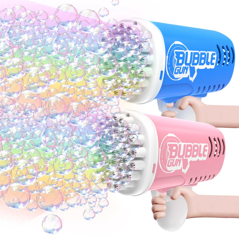Pistola de bolhas portátil com 35 buracos, interação para pais e filhos ao ar livre, presente de aniversário/festa para crianças, sem bateria, água com bolhas