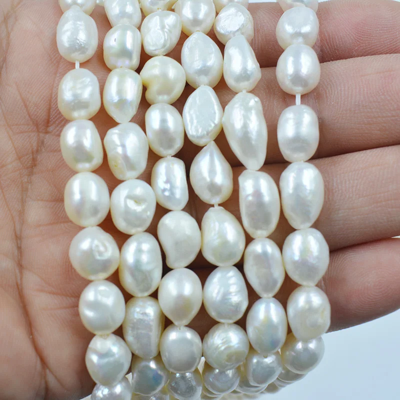12 perles de culture blanches naturelles de qualité AAA, style baroque, 7 mm. Collier, bracelet, boucles d'oreilles, perles en vrac faits à la main