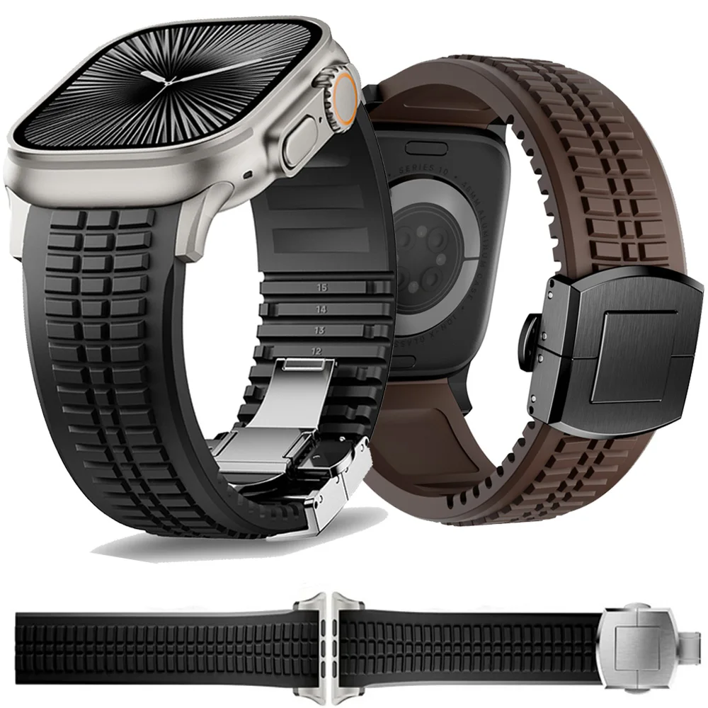 

Высококачественный силиконовый ремешок для Apple Watch series Ultra 3/2/1 49 мм 10/11 46 мм браслет iWatch 9 8 7 6 SE3 45 мм 44 мм ремешок