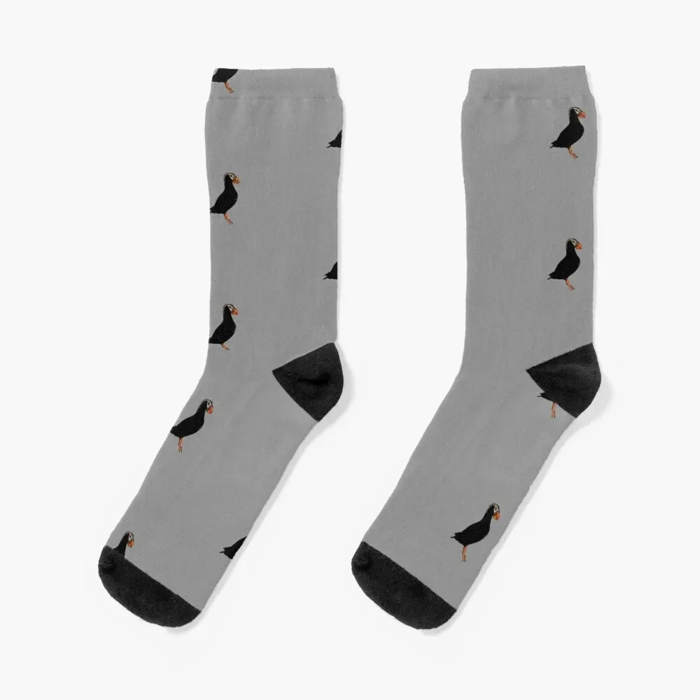 

Tufted Puffin Black Alternate Print Socks heated set cycling Women Socks Men's