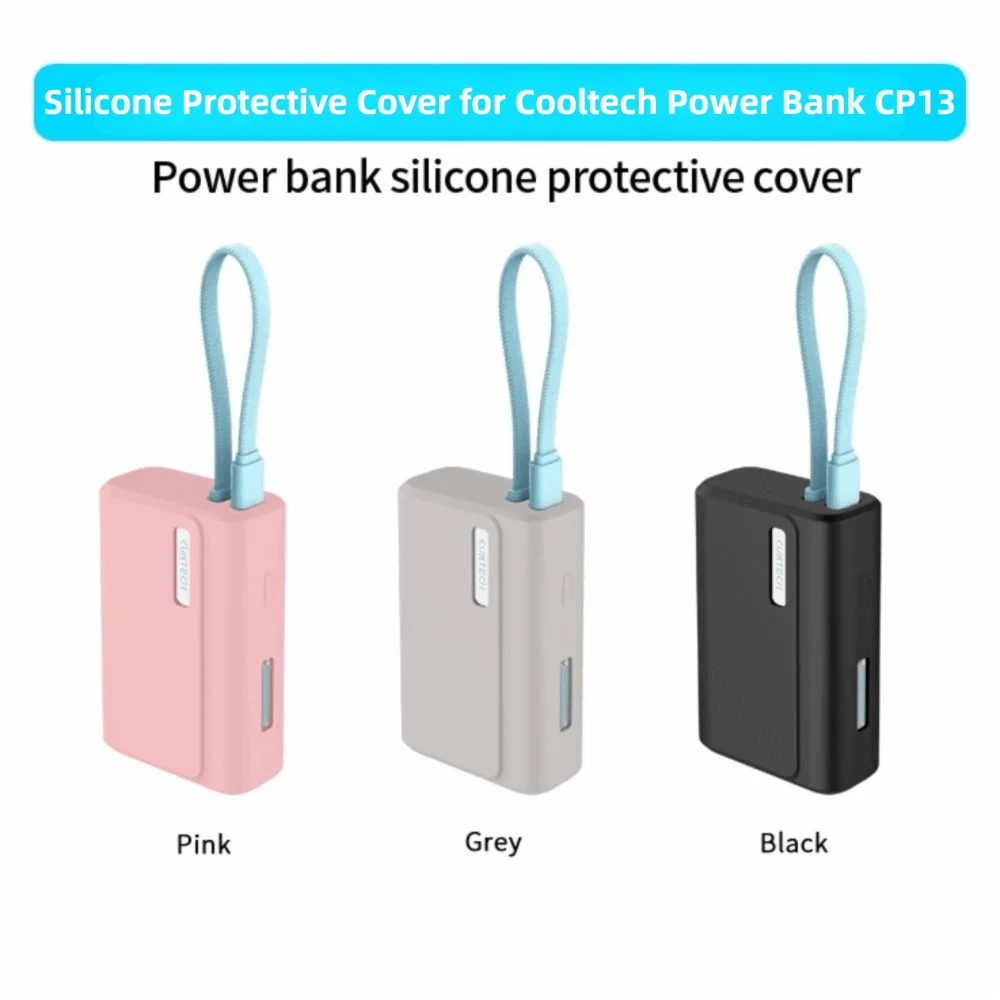 

Silicone Portable Charger Protective Case Anti Drop with Lanyard Carrying Organizer Case Soft for CUKTECH CP13 10000mAh