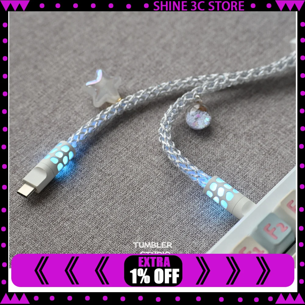 Tumbler Studio Silver Star One-to-Two 8K Mechanical Keyboard Aviator Cable One Input Dual Output Coiled Magnetic Switch Cord