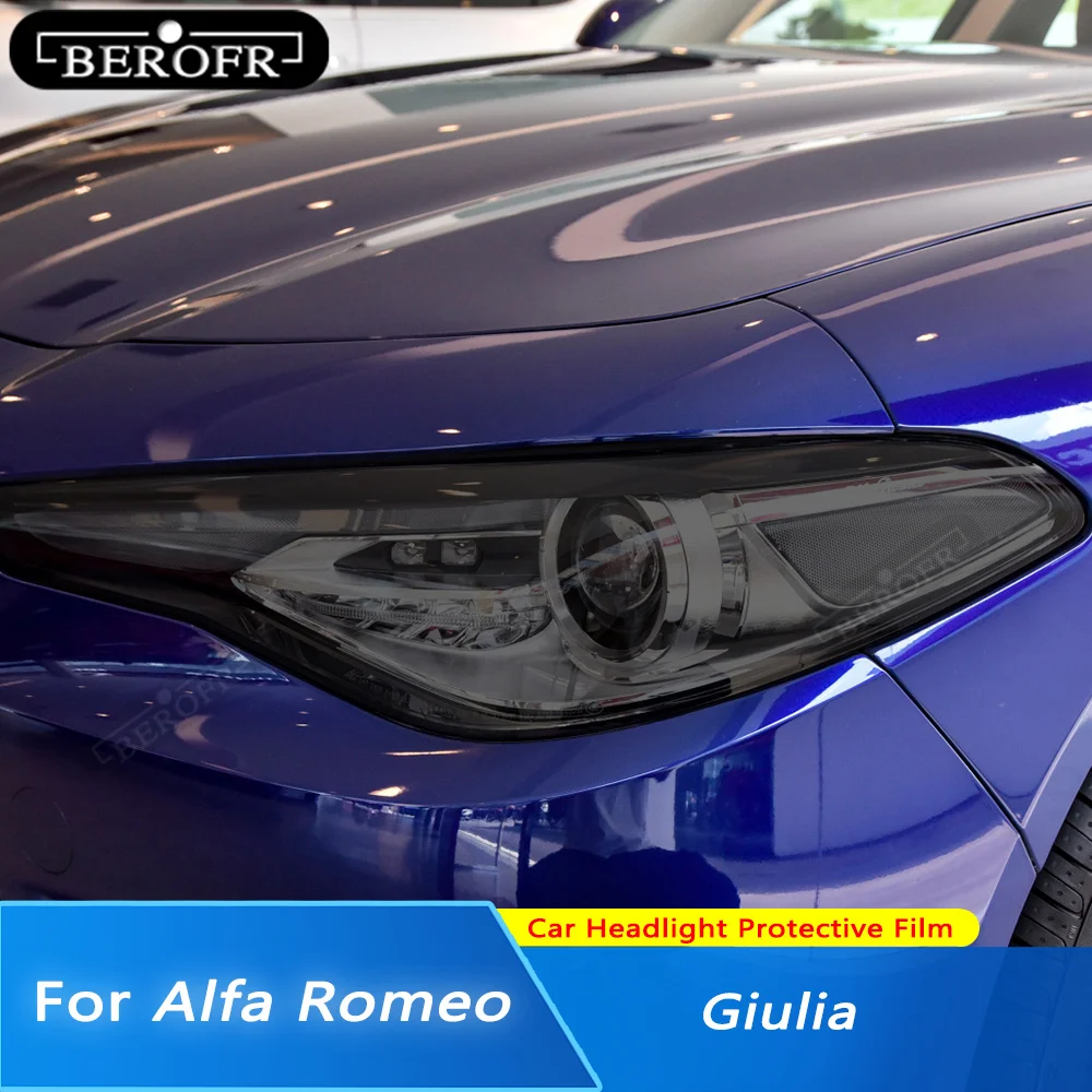 

Car Headlight Protective Film Front Light Transparent Smoked Black Top TPU Sticker For Alfa Romeo Giulia 952 2016-On 2021 2022