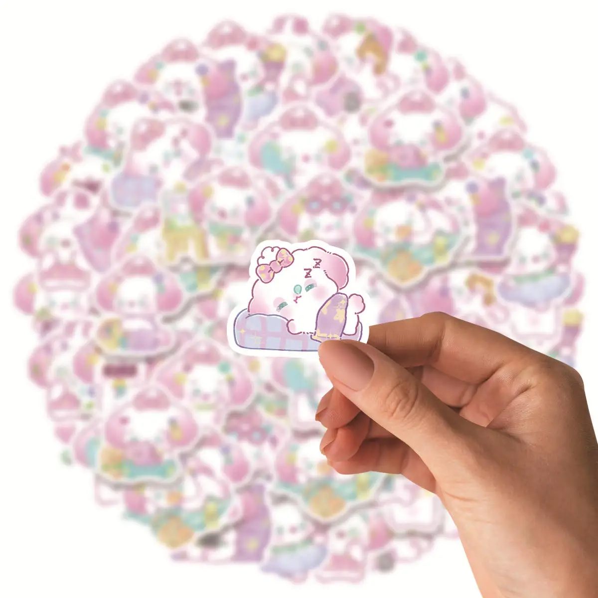 45pcs PVC Cute Cartoon Animal Kawaii Lazy Sheep Fun Collage 15 Styles, 3 of Each,Student DIY Diaries,Cups,Decoration Stickers