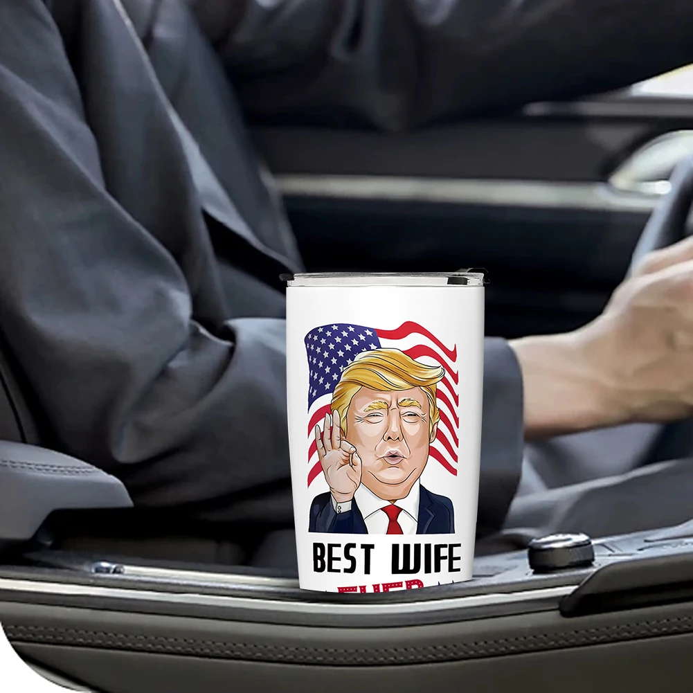 20oz Donald Trump Tumbler 304 Stainless Steel Trump Vacuum Insulated Coffee Mug Heat Preservation for Outdoor Camping Fishing