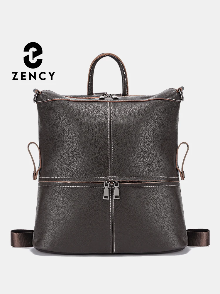 Zency Women's Fashion Genuine Leather Backpack Travel Knapsack Large Capacity Rucksack  For Ipad A4 Book School Shoulder Bag Sac