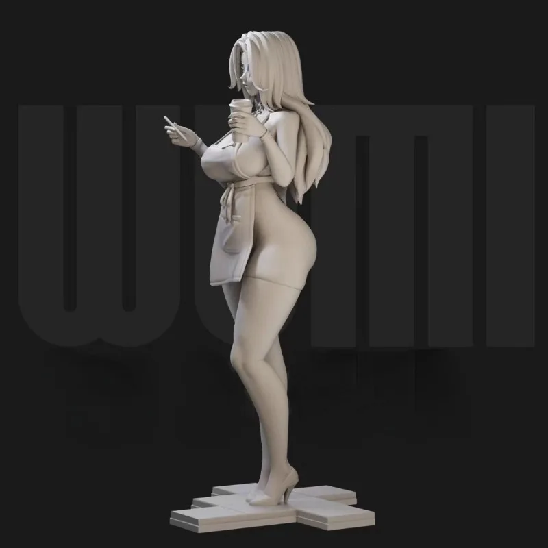 1/24 Scale Cute Cartoon Waitress Resin Figure Assembled Model Kit Hobby Miniature Toy Unassembled and Unpainted