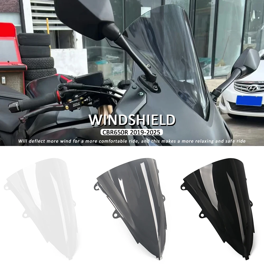 For Honda CBR650R CBR 650 R 650R 2019-2025 2024 2023 CBR650 R New Motorcycle Heightening Raised Windshield WindScreen Black