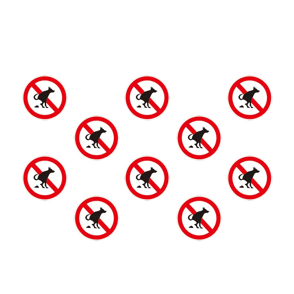 Autocollant de pare-chocs étanche pour animaux de compagnie, pâte de signe d'interdiction, encerclement, pas de caca, Fuuny, 10 feuilles