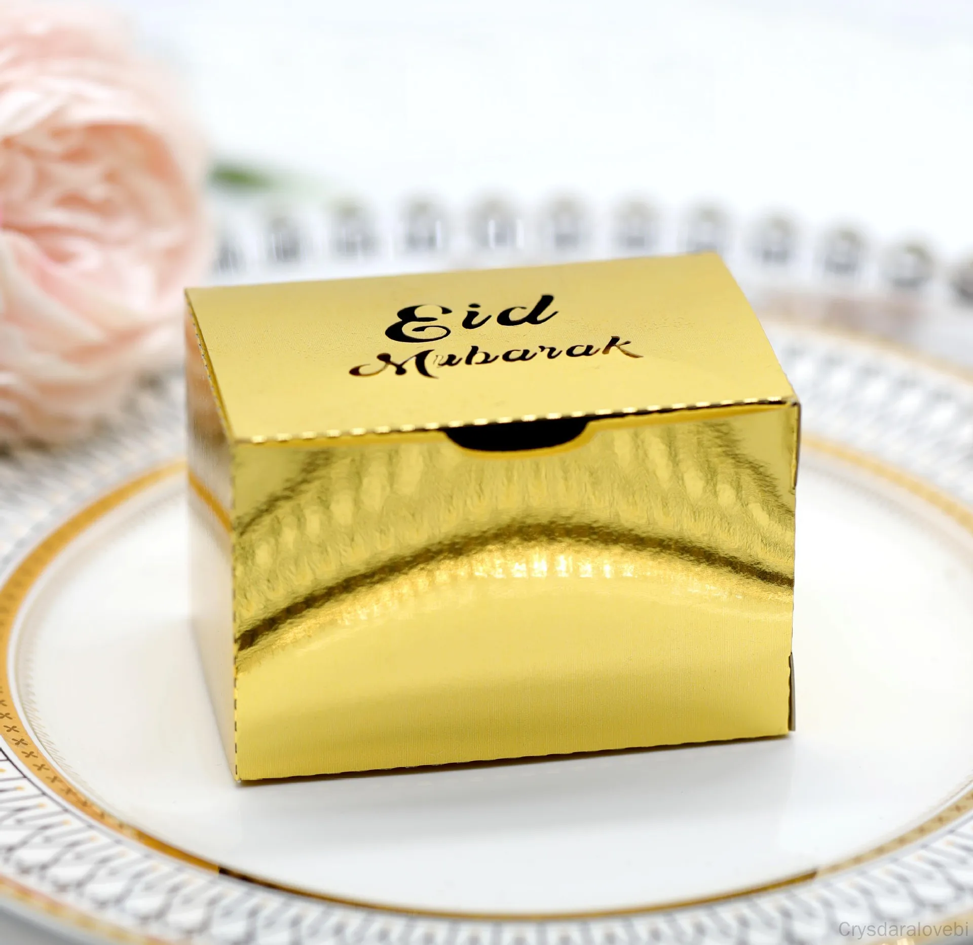 100pcs Middle East Ramadan Candy Box EID Eid Chocolate Candy Box Wedding Golden Candy Box